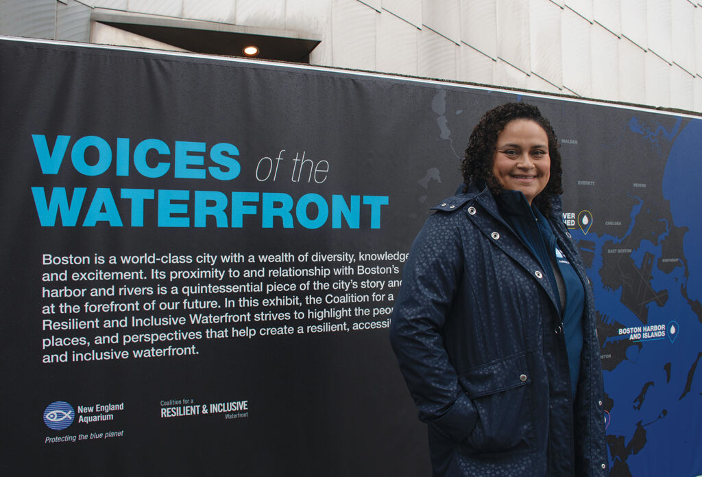 Errin Davis and Ajah Joseph from the Coalition for a Resilient and
      Inclusive waterfront were on hand to share information about efforts to preserve and open up Boston’s waterfront.